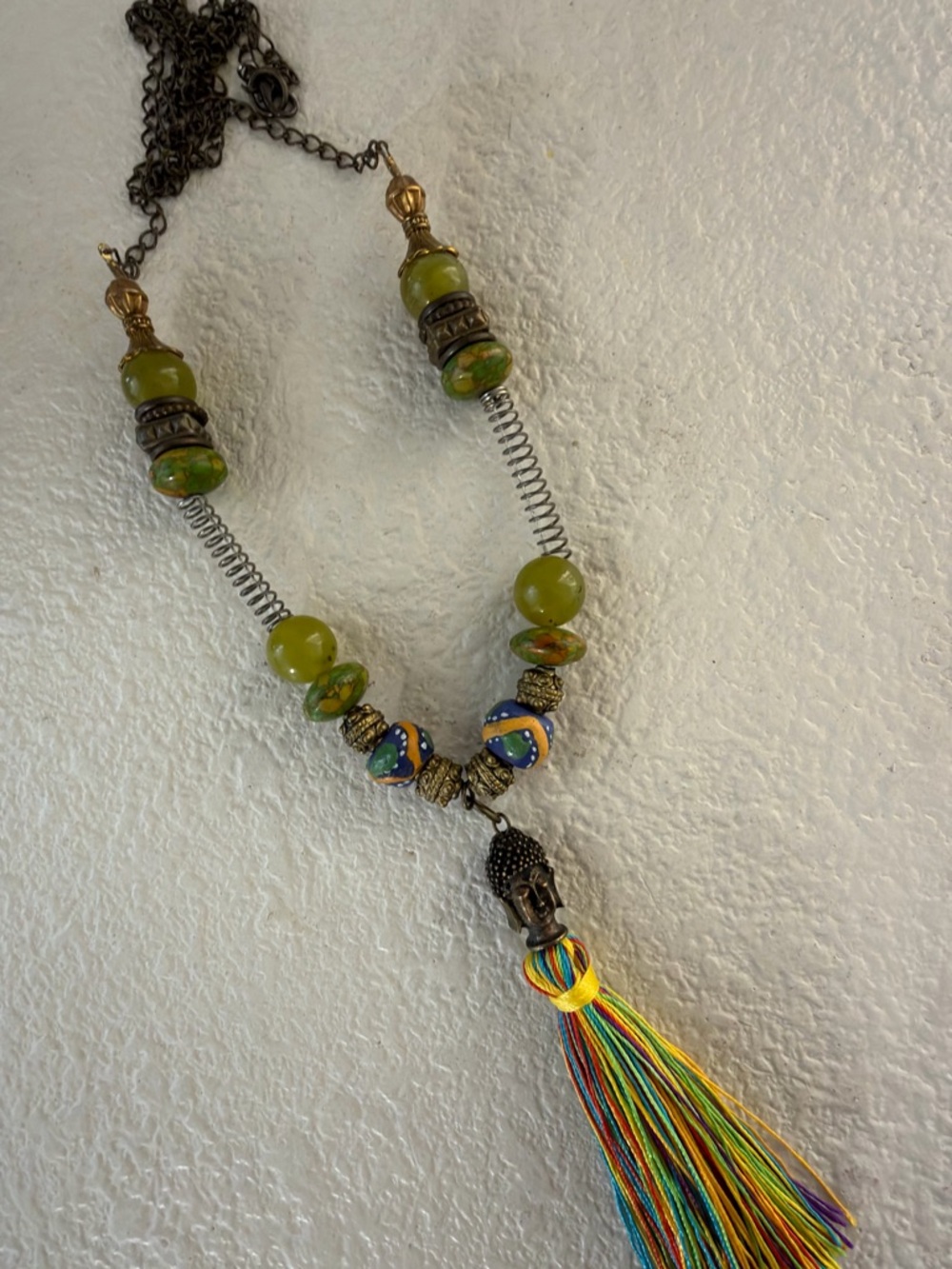 Bohemian Green Bead Buddha Head Charm